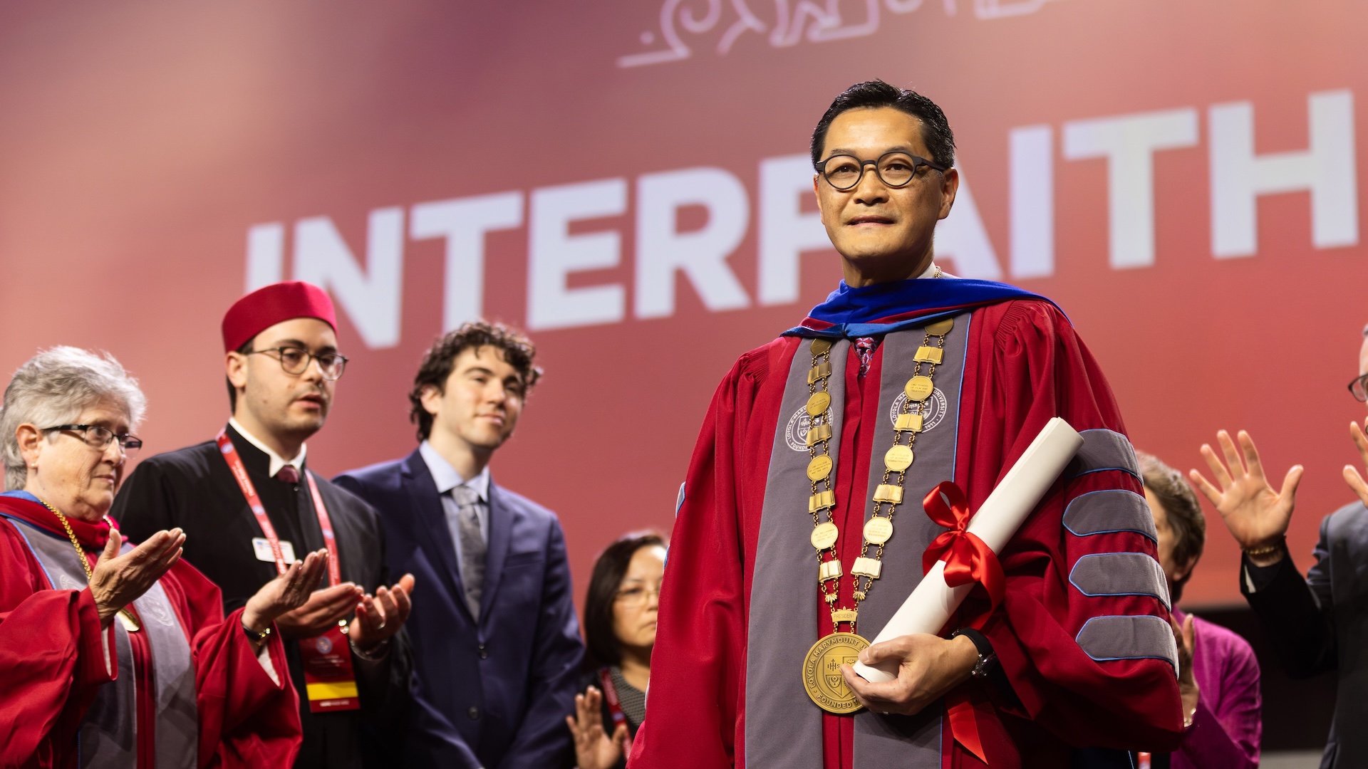 The LMU community celebrates the inauguration of its 17th president, Thomas Poon, Ph.D.